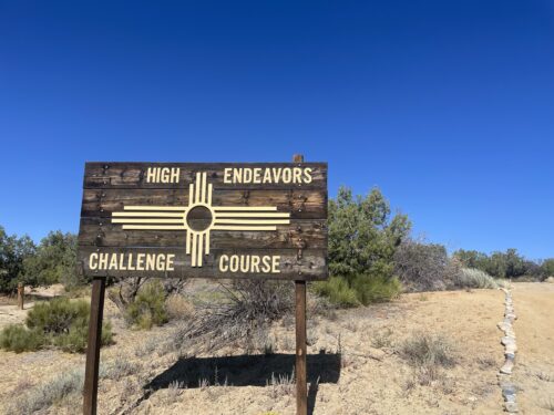 Sign at the entrance to High Endeavors Challenge Course in Farmington