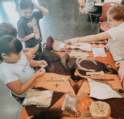 PPOS students explore materials at the Southern Ute Cultural Center in Ignacio