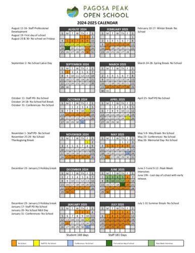 Calendar image of the 2024-2025 school year. 